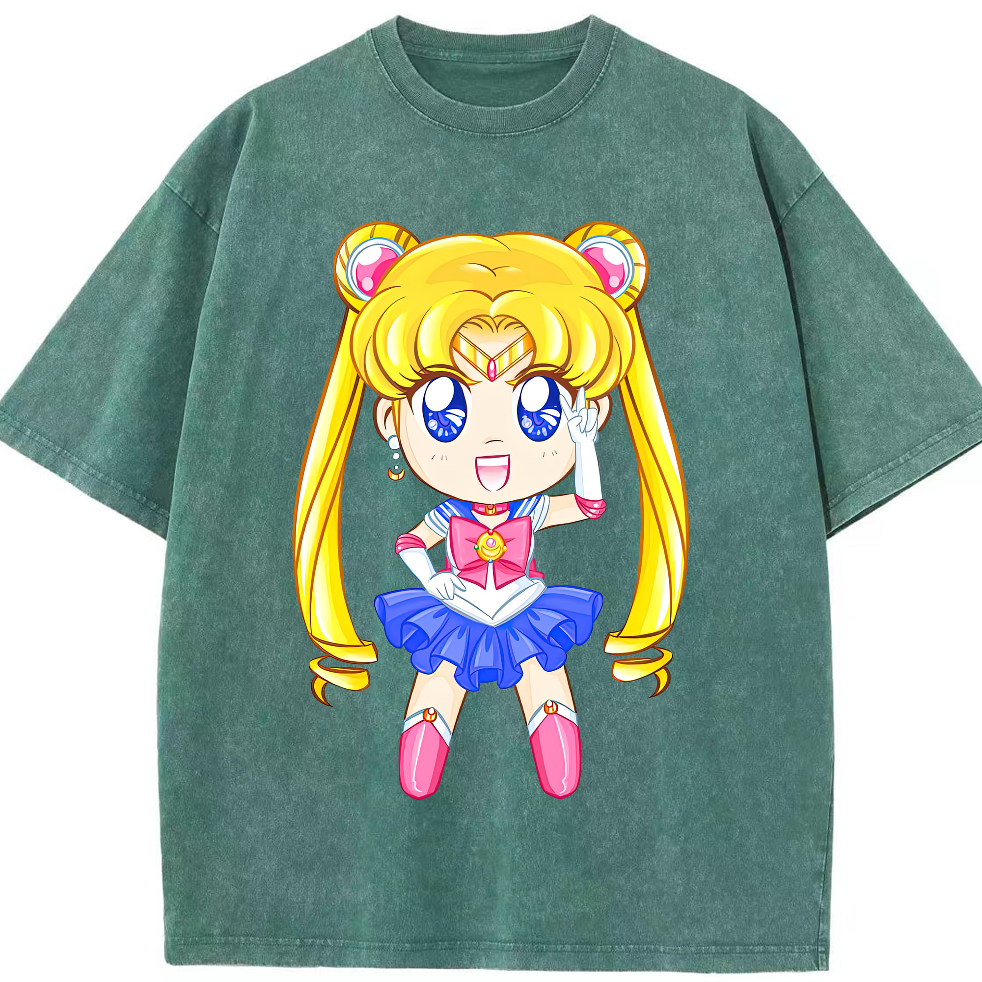 （画像用） 美少女戦士セーラームーン 月野 うさぎ つきの うさぎ Sailor Moon Tsukino Usagi 綿100% ヴィンテージ風 半袖Tシャツ（フロントプリント）